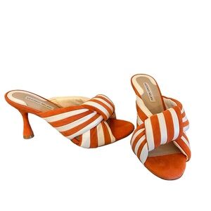 Antonio Melani | orange & white heel sandals